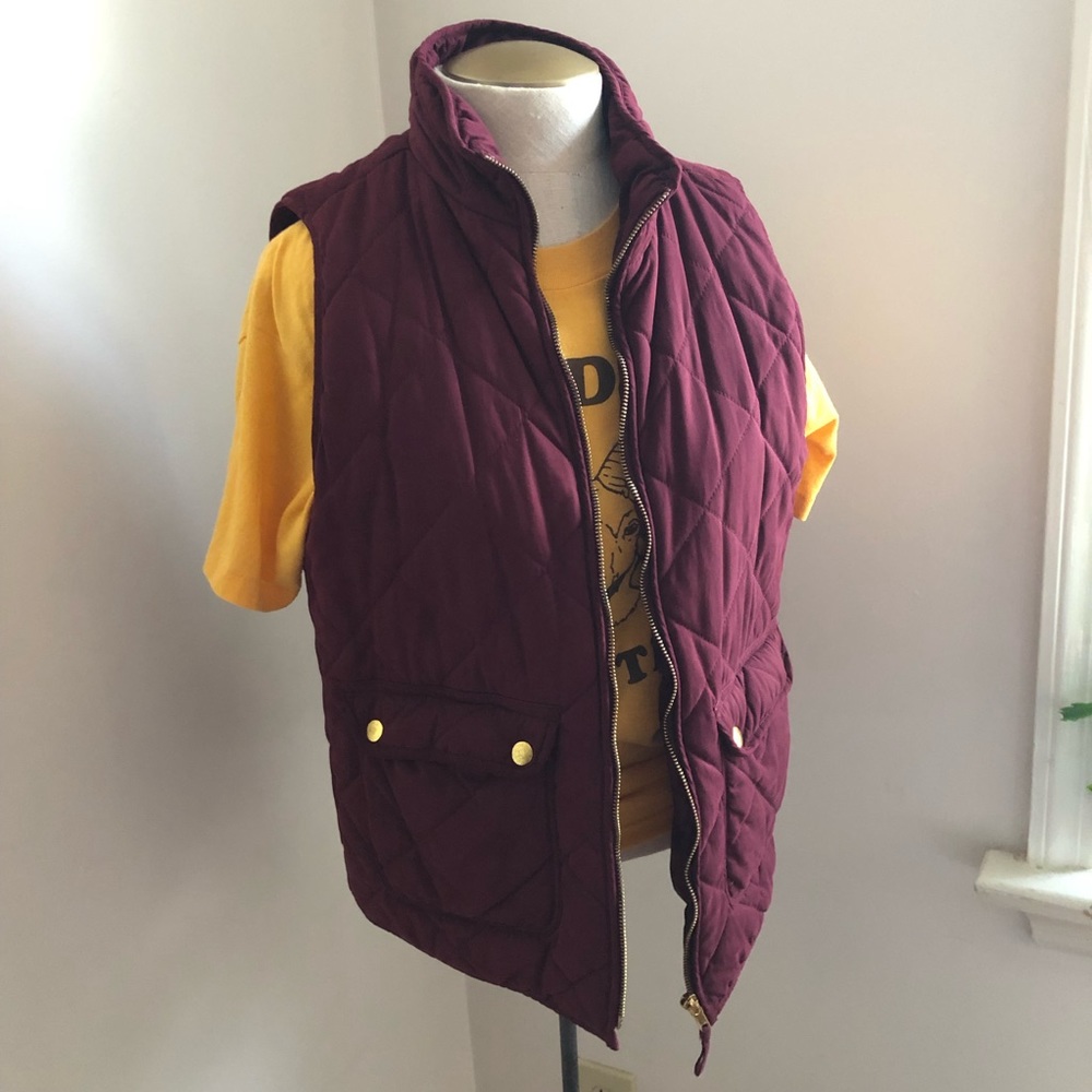 Blue Rain Burgundy Quilted Vest with Gold Hardware